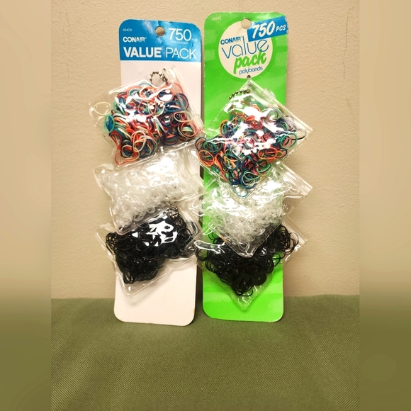 Lot Of 2 Packs Of Polybands 750 Ct Black Multicolor & Clear 1500 Pieces Total - Picture 1 of 2